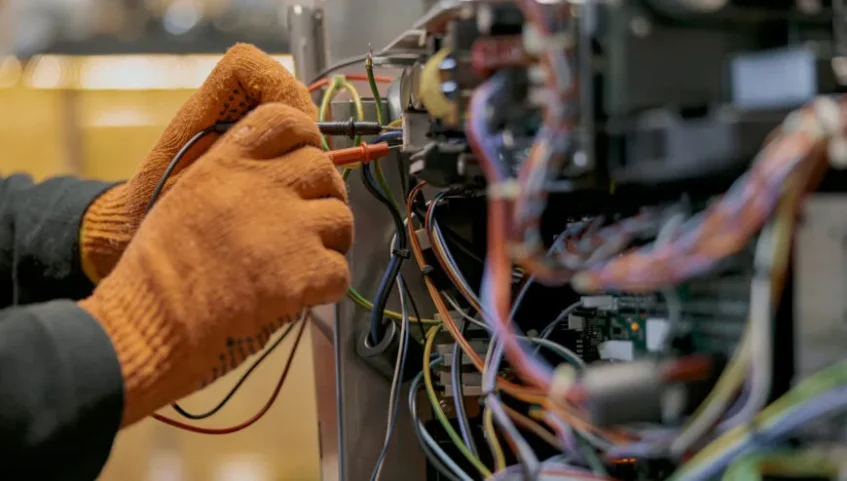 Electrician Working on Electrical Panel